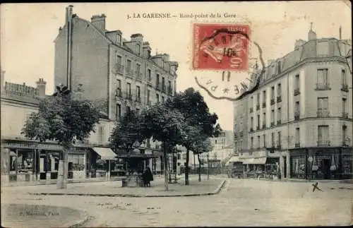 Ak La Garenne Colombes Hauts de Seine, Rond point de la Gare