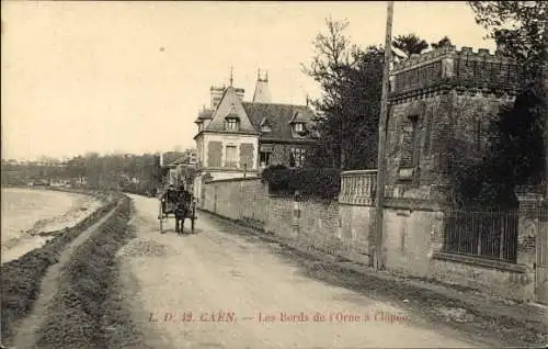 Ak Caen Calvados, Les Bords de l'Orne a Clopee