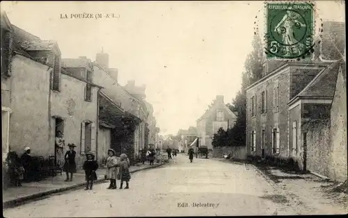 Ak La Poueze Maine-et-Loire, Straßenpartie