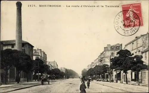 Ak Montrouge Hauts de Seine, La route d'Orléans et la Tannerie
