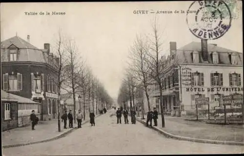 Ak Givet Ardennes, Avenue de la Gare, Hotel de l'Universite