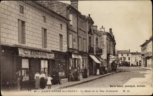 Ak Saint Andre de Cubzac Gironde, Le Haut de la Rue Nationale