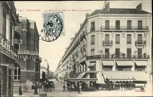 Ak Toulouse Haute Garonne, Nouvelle Rue de Metz, Straßenbahn