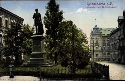 Ak Reichenbach im Vogtland, Solbrigsplatz mit Moltkedenkmal