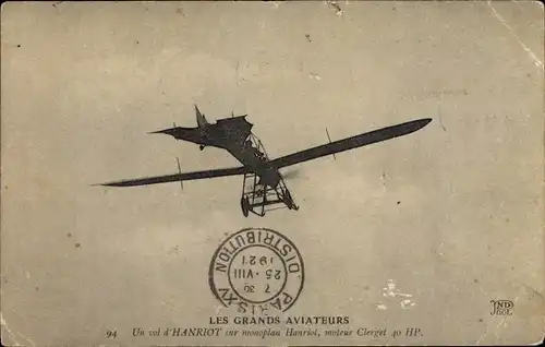 Ak Les Grands Aviateurs, un vol d'Hanriot sur monoplan Hanriot, Flugzeug