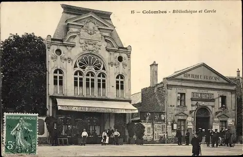 Ak Colombes Hauts de Seine, Bibliotheque et Cercle