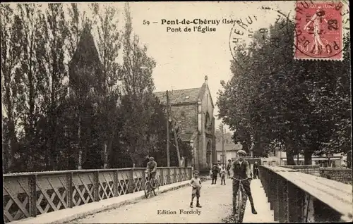 Ak Pont de Chéruy Isère, Pont de l'eglise