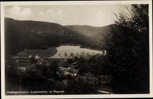 Ak Laukenmühle Lorch im Rheingau Hessen, Gasthaus, Wispertalpanorama