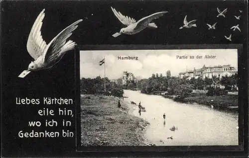 Ak Hamburg Mitte, Partie an der Alster