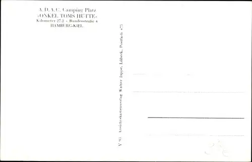 Ak Schleswig Holstein, ADAC Campingplatz Onkl Toms Hütte