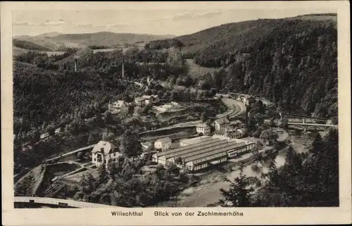 Ak Wilischthal im Erzgebirge Sachsen, Blick von der Zschimmerhöhe