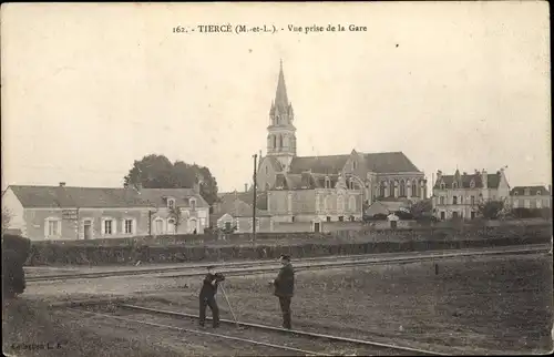 Ak Tiercé Maine et Loire, Vue prise de la Gare