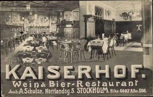 Ak Stockholm Schweden, Kaiserhof, Wein und Bier Restaurant, Norrlandsg. 5