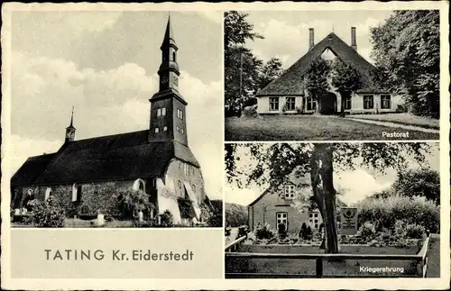 Ak Tating in Nordfriesland, Kirche, Pastorat, Kriegerdenkmal