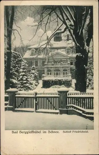 Ak Bad Gottleuba Berggießhübel in Sachsen, Schloss Friedrichstal im Schnee