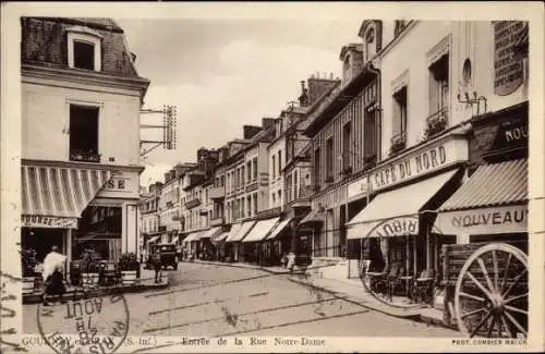 Ak Gournay en Bray Seine Maritime, Entree de la Rue Notre Dame, Cafe du Nord