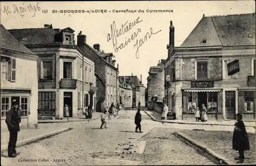 Ak Saint Georges sur Loire Maine-et-Loire, Carrefour du Commerce, H. Mottu Peintre
