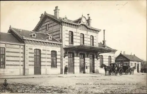 Ak Meulan Hardricourt Yvelines, La Gare, Kutsche