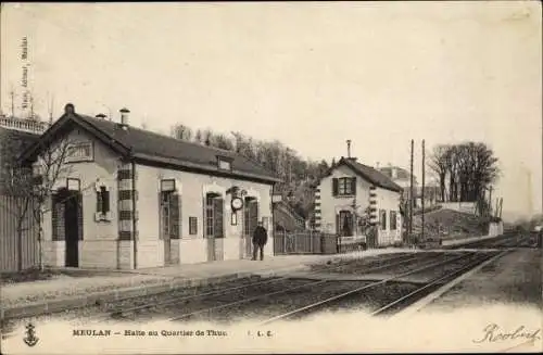 Ak Meulan Hardricourt Yvelines, Halte au Quartier du Thun, La Gare