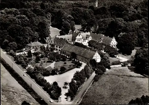 Ak Kranichstein Darmstadt in Hessen, Jagdschloss Kranichstein, Fliegeraufnahme