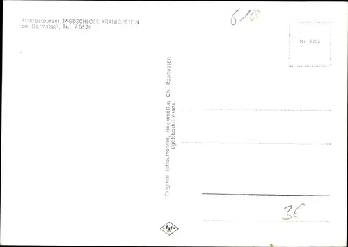 Ak Kranichstein Darmstadt in Hessen, Jagdschloss Kranichstein, Fliegeraufnahme