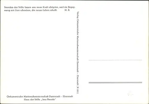 Ak Eberstadt Darmstadt in Hessen, Haus der Stille Jesu Freude