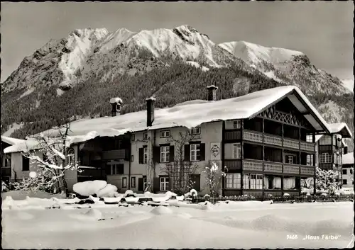 Ak Oberstdorf im Oberallgäu, Haus Färbe, Winter