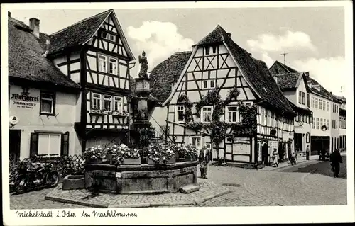 Ak Michelstadt im Odenwald, Am Marktbrunnen