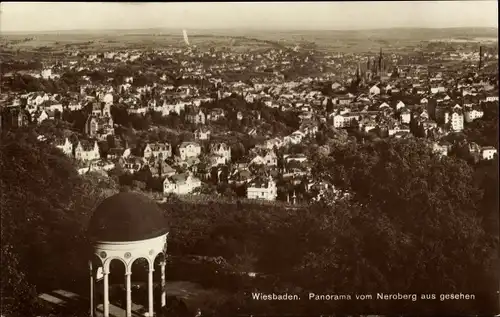 Ak Wiesbaden in Hessen, Panorama vom Neroberg aus