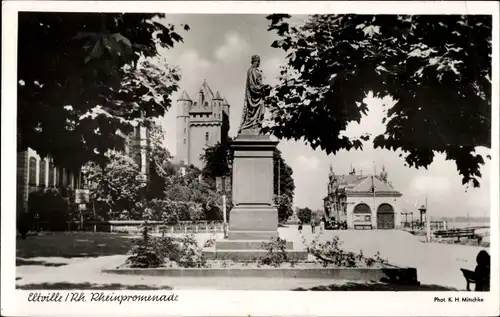 Ak Eltville am Rhein, Denkmal an der Rheinpromenade