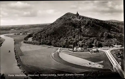 Ak Porta Westfalica an der Weser, Weserlauf, Wittekindsberg, Kaiser Wilhelm Denkmal