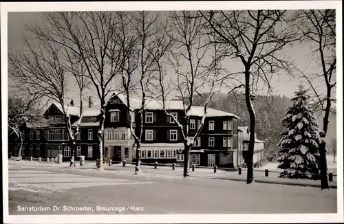 Ak Braunlage im Oberharz, Sanatorium Dr. Schroeder, Winter