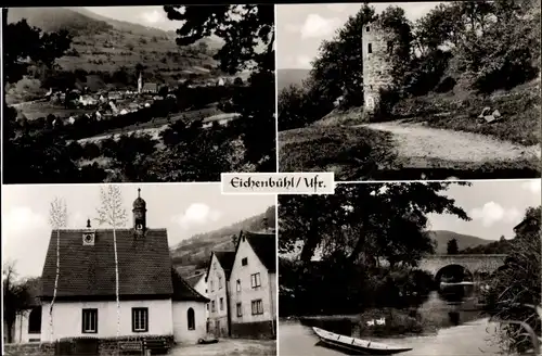 Ak Eichenbühl in Unterfranken, BUrgturm, Kirche, See, Panorama