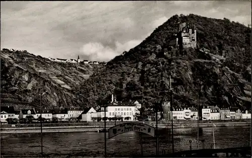 Ak Sankt Goarshausen am Rhein, Panorama, Patersberg, Burg