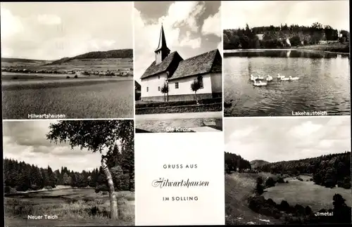 Ak Hilwartshausen Dassel am Solling, Lakehausteich, Kirche, Panorama, Ilmetal