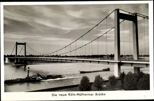 Ak Köln Rhein, Ortschaft mit Mülheimer Brücke, Dampfer