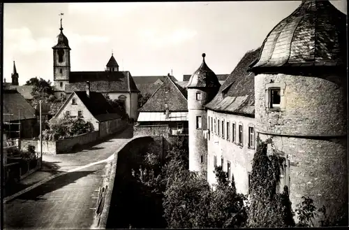 Ak Giebelstadt in Unterfranken, Ortspartie, Burg, Kirche