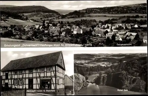 Ak Dohrenbach Witzenhausen an der Werra, Gesamtansicht, Roter See, Gemischtwaren