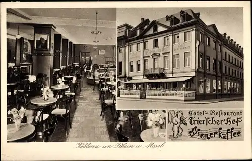 Ak Koblenz am Rhein, Hotel Trierscher Hof, Wiener Kaffee, Hindenburgstraße 1, Innenansicht