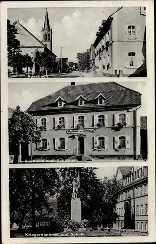 Ak Nussbach Nußbach Oberkirch im Renchtal in Baden Württemberg, Gasthaus zum Schwanen, Schule