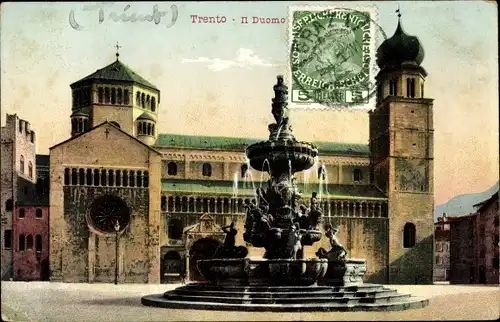 Ak Trento Trient Südtirol, Il Duomo, Brunnen