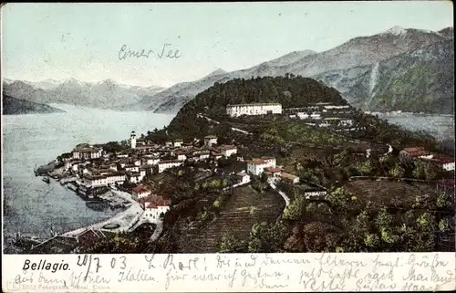 Ak Bellagio Lago di Como Lombardia, Blick auf den Ort