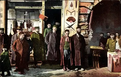 Ak Typen aus Russisch Polen, Geschäft, Händler