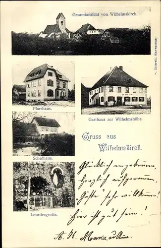 Ak Wilhelmskirch Wolketsweiler Horgenzell Oberschwaben Württ., Gasthaus z. Wilhelmshöhe, Schule