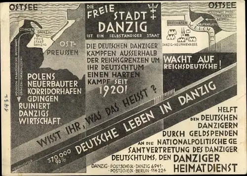 Künstler Ak Heidingsfeld, Fritz, Gdańsk Danzig, Kampf um Recht u. Leben, Danziger Heimatdienst