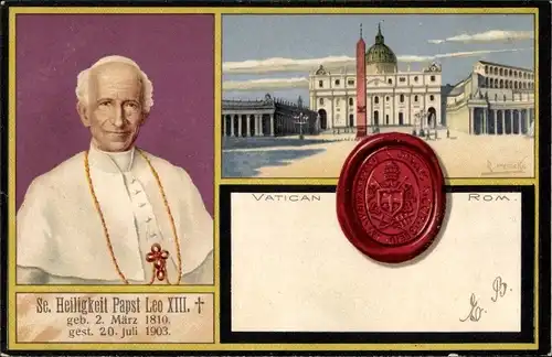 Künstler Litho Heineke, R., Vatikan Roma Rom Lazio, Papst Leo XIII., Vincenzo Gioacchino Pecci