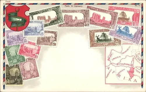 Briefmarken Ak Tunesien, Tunesie, Wappen