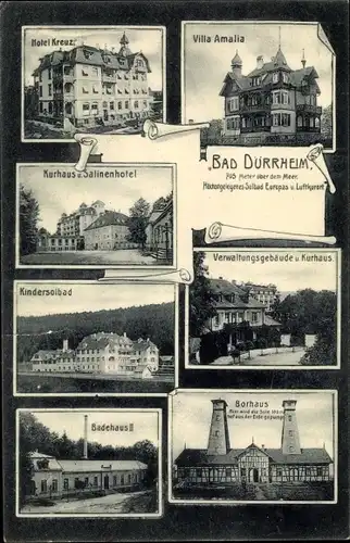 Ak Bad Dürrheim Baden Württemberg, Villa Amalia, Hotel Kreuz, Kurhaus, Badehaus, Salinenhotel