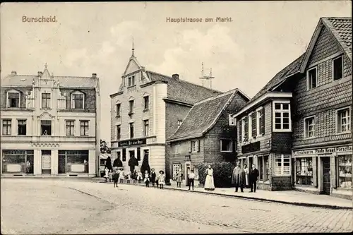 Ak Burscheid in Nordrhein Westfalen, Hauptstraße am Markt, Kolonialwarenhandlung