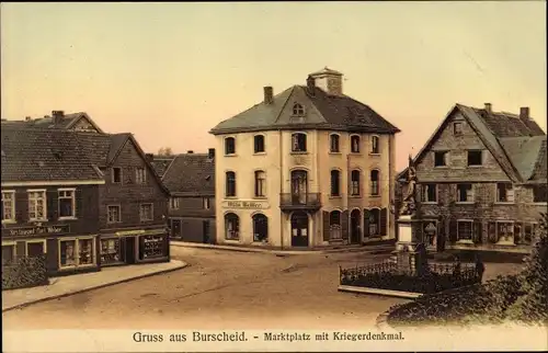 Ak Burscheid in Nordrhein Westfalen, Marktplatz mit Kriegerdenkmal, Handlung Otto Bellier